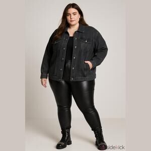 DKNY Women's Gray Studded Denim Jacket Size 3X